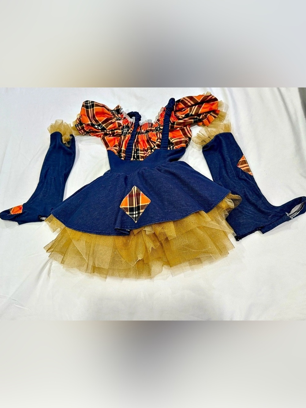Revolution Dancewear Dance Costume Blue & Orange Girls Scare Crow MC Like New